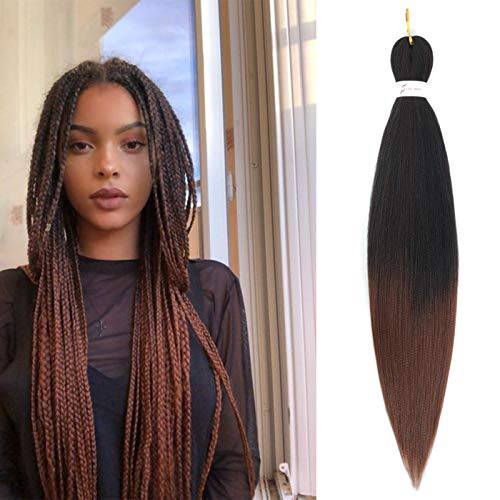 Callia Pre Stretched Braiding Hair 26 Inch 8 Packs Ombre Professional Prestretched Synthetic Braiding Hair Itch Free Yaki Synthetic Hair Extension for Crochet Twist (26Inch, 1B/30)