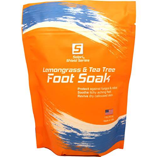 Solpri Shield Lemongrass & Tea Tree Foot Salt Soak for Fungus Athlete’s Foot Dry Cracked Feet 1 lb (16 oz)
