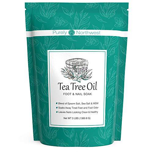 Purely Northwest 3 Pounds-Tea Tree, Peppermint, MSM with Epsom Salt Soothes Burning & Itching from Athletes Foot & Foot Odors-Softens Dry Calloused Heels Made