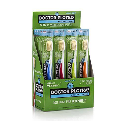 MOUTHWATCHERS - Manual Toothbrushes - Clean Teeth for Adult - 20 Count - Floss Bristle Silver - Invented by Doctor Plotka’s
