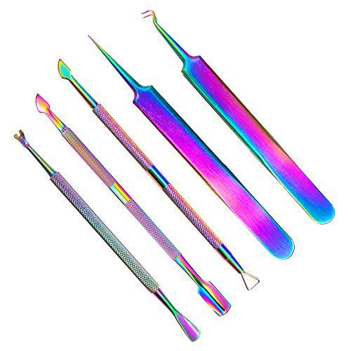 Cuticle Pusher Nail Polish Remover-Colorful Triangle Peeler Scraper Stainless Steel Cuticle Remover colorful Manicure Remover Tool for Fingernails and Toenails