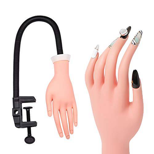 Nail Training Practice Hand for Acrylic Nails, Fake Hand Manicure Practice Tool Nails Practice, Flexible Bendable Mannequin Hand, Training Movable and Flexible Fake Hand Kit