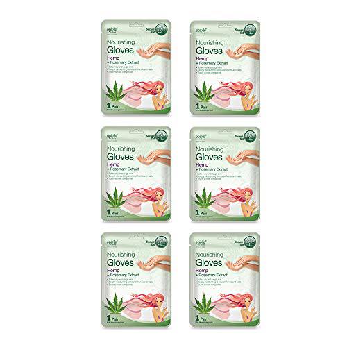 Epielle Nourishing Hand Masks - Hemp + Rosemary Extract for Deep Moisturizing 100% Vegan & Cruelty-Free (Gloves 6pk) For Dry Hand Spa Masks | Skincare Party Favors. STOCKING STUFFERS