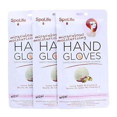 Spa Life Restoring Miraculous Moisturizing Hand Gloves ( Cocoa Butter + Vitamin E 3 Pack)