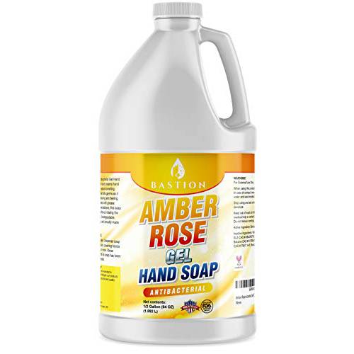 Bastion Antibacterial Hand Soap: Amber Rose Gel Hand Wash : Bulk Refill 1/2 Gallon (64 oz). Sweet Warm Amber Rose Scent. Bulk Hand Wash. Non-toxic. Made In The USA.
