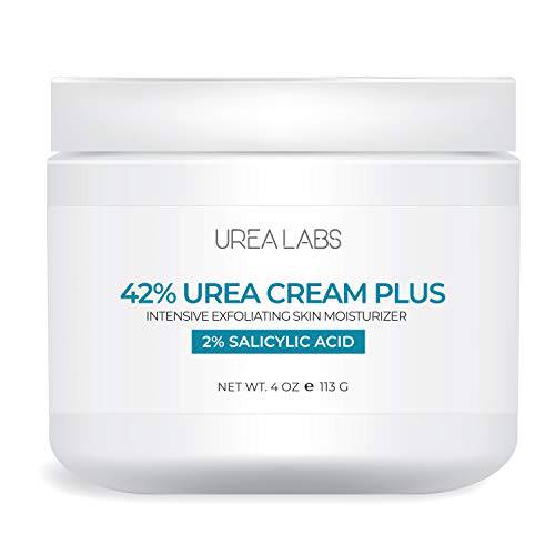 UREA LABS | 42% Urea Cream PLUS w/ 2% Salicylic Acid, 4 Oz Highest Potency Intensive Exfoliating Foot Cream Corn & Callus Remover Skin Moisturizer to Soften Calluses, Damaged Skin & Nails (1)