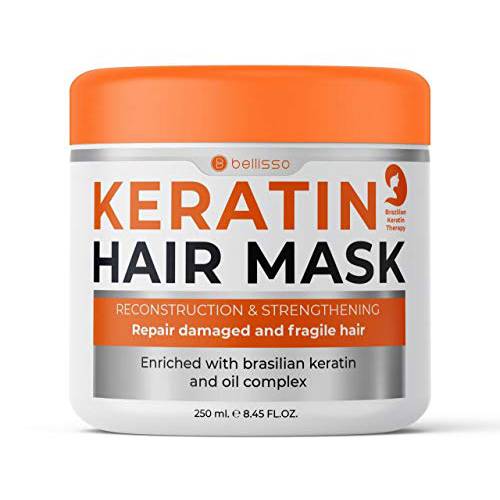 BELLISSO Keratin Hair Mask - Hydrating Conditioner Treatment ​for​ Dry Damaged Hair - Deep Moisturizer, Intense Repair ​for​ Women