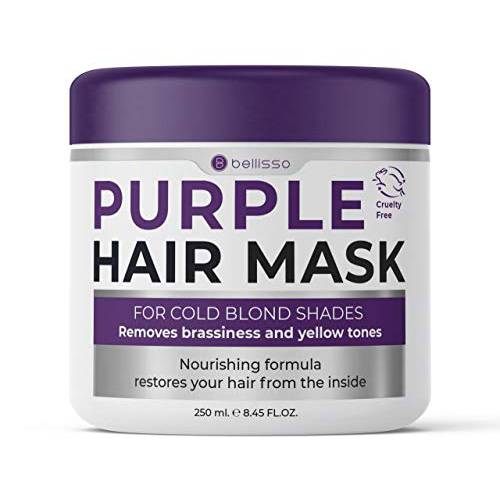 Purple Hair Mask for Blonde Hair - No ​More​ Yellow ​or Copper Tones ​- Deep Conditioner ​for​ Color Treated ​Locks​ ​with​ Keratin ​and​ Moroccan Argan Oil Treatment