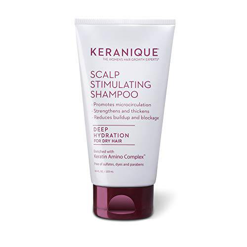 Keranique Keratin Shampoo for Dry Thinning Hair Sulfates/Parabens Free, formulated to stimulate scalp to nourish/rejuvenate hair follicles for healthy Thicker Fuller Hair, 4.5 OZ