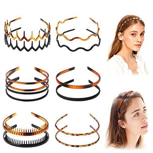 OAOLEER 12Pcs Plastic Headbands for Women with Teeth Comb Elastic Plain Hair Bands Headbands for Girls Accessories