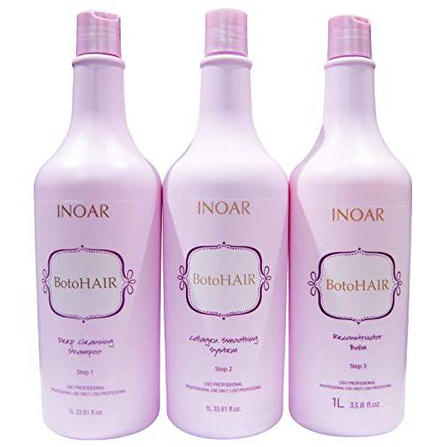 INOAR PROFESSIONAL - BotoHAIR Deep Cleansing Shampoo & BotoHAIR Collagen System & BotoHAIR Reconstructor Balm (33.8 Ounces)