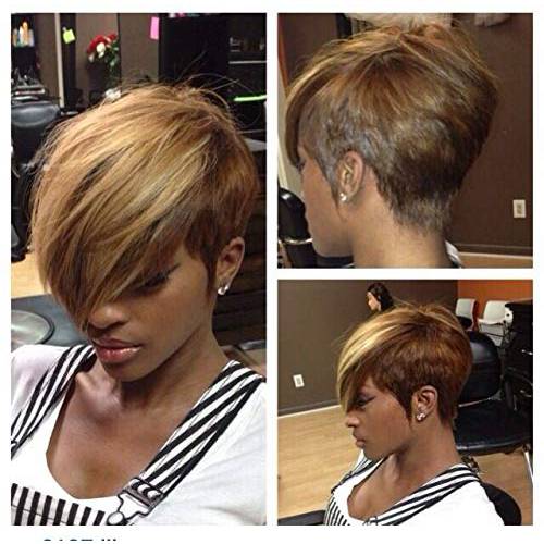 Nicelatus Short Pixie Cut Wigs with Mixed Blonde Brown Bangs Synthetic Mixed Brown Wigs for Black Women Short Pixie Wigs for Women
