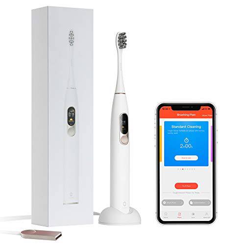 Oclean X Pro Electric Toothbrush 84,000 Movements/min Deep Cleaning with LCD Touch Screen, 2H Fast Charge Lasts 30 Days, 3 Modes 32 Intensities, Sonic Toothbrush Smart Timer- Blue
