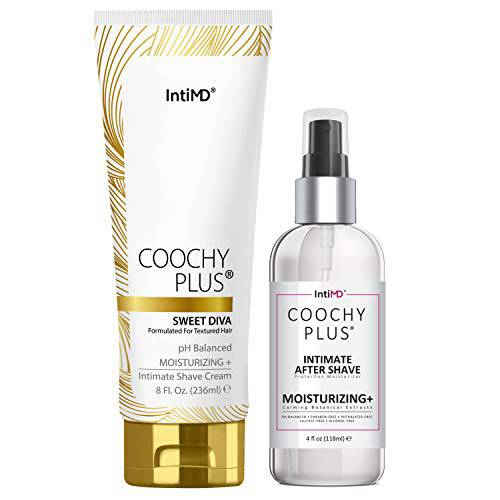 Coochy Plus Intimate Shaving Complete Kit - SWEET DIVA & Organic After Shave Protection Soothing Moisturizer Mist – Antioxidant Formula Prevents Razor Burns, Itchiness & Ingrown Hairs