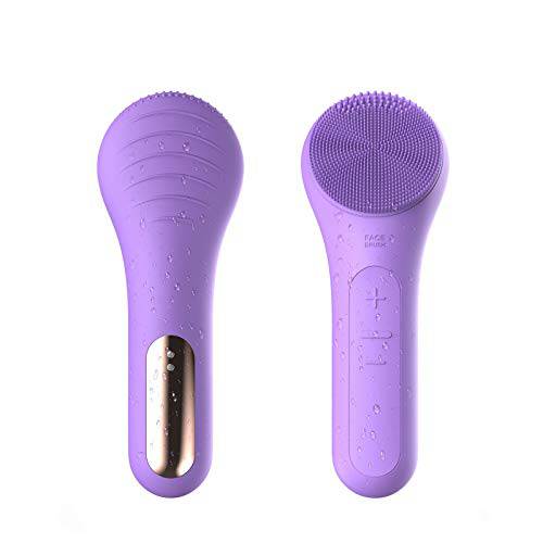Facial Cleansing Brush, Silicon Face Scrub Brush, IPX7 Waterproof 2 Modes 5 Intensities Deep Clean Heating Massage Removing Blackhead Sonic Face Exfoliator Brush, Gift for Women Men