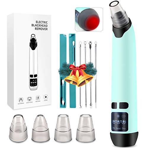Blackhead Remover Pore Vacuum Cleaner, Facial Pore Cleaner Suctioner, Electric Acne Comedone Whitehead Extractor Tools Beauty Device for Women & Men (DarkGreen)