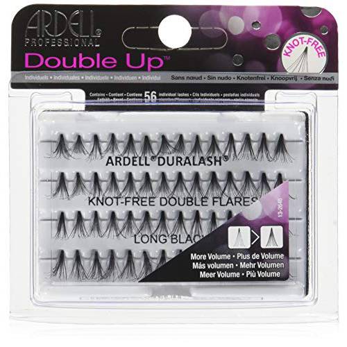 Ardell Double Up Individuals Knot-Free Long Black False Lashes, Double Flares