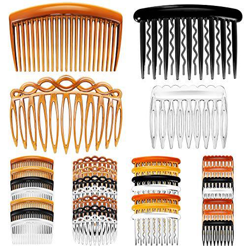 32 Pieces French Hair Side Combs Set Plastic Twist Comb with Hair Clip Combs Accessories Bridal Wedding Veil Comb for Girls Women (9/11/17/23 Teeth)