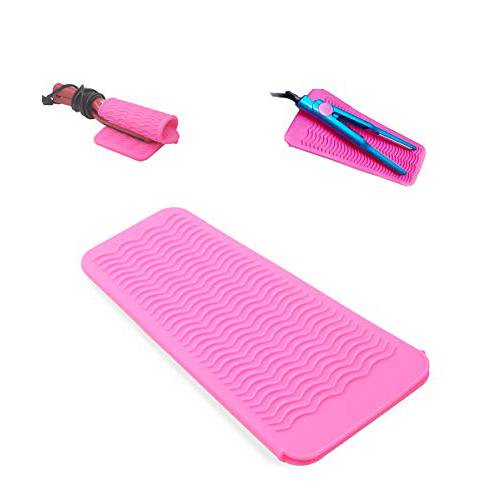 Heat Resistant Silicone Mat Pouch,Hair Styling Tools for Curling Irons, Flat Irons, Hair Straightener， 11.5 * 6 Inches, Food Grade Silicone, Pink
