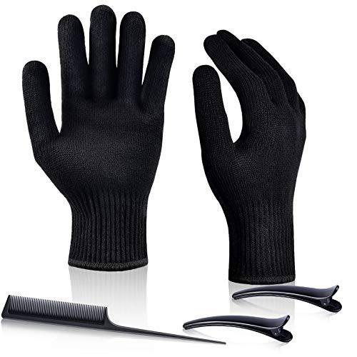 Heat Gloves for Hair Styling, IKOCO 2Pcs Curling Iron Gloves Heat Proof Glove Mitts for Hair Styling Flat Iron and Curling Wand Hot-Air Brushes