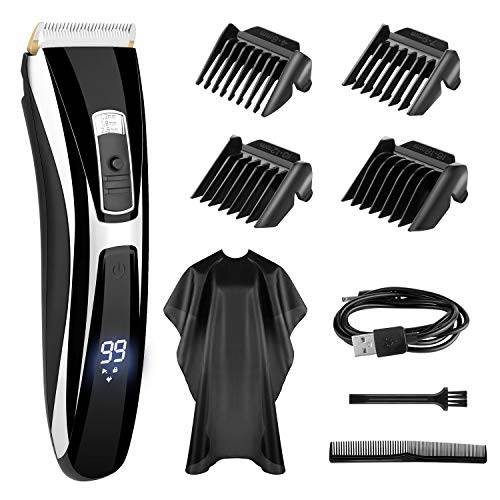 Hair Clippers for Men: Cordless Ceramic Blade Mens Hair Trimmer Beard Trimmer Electric Professional Hair Cutting & Grooming Kit Rechargeable LED Display