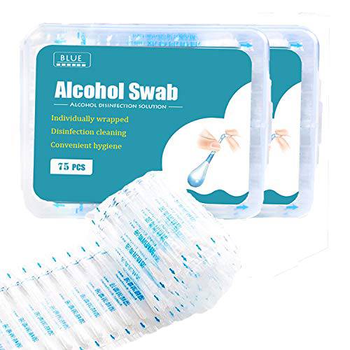 150 pcs - Swabs Cotton Alcohol Q Tips Individually Wrapped Disposable Safety for Women Men Ear Make Up