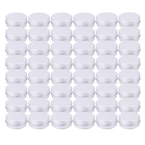 Tosnail 48 Pack of 0.5 OZ Mini Round Tins, Lip Balm Tins Container with Screw Thread Lid, Aluminum Empty Tins Metal Storage Tin Jars Spice Containers Travel Tin Cans