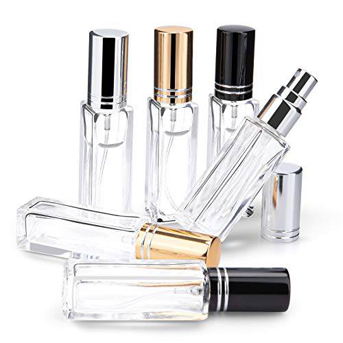 6pcs Refillable Perfume Bottle, 8 ML BPA Free Spray Atomizer Perfume Bottle, Leak Proof Glass Perfume Atomizer with Metallic Aluminum caps