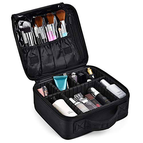 Garsumiss Travel Makeup Train Case Professional Cosmetic Bag Organizer Portable Artist Storage Make Up Compartments Tool Box Vanity with Adjustable Dividers for Brushes Toiletry Jewelry,Double Layer