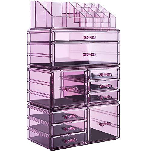 InnSweet Makeup Organizer Large Cosmetic Storage Drawers and Jewelry Display Box for Vanity, Makeup Holder with 10 Drawers, Clear