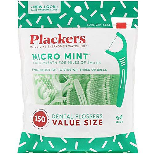 Plackers Micro Mint Dental Floss Picks, 150 Count (Pack of 3)