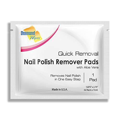 Diamond Wipes Nail Polish Remover Pads with Aloe Vera, 50 Individually Wrapped Acetone Wipes -