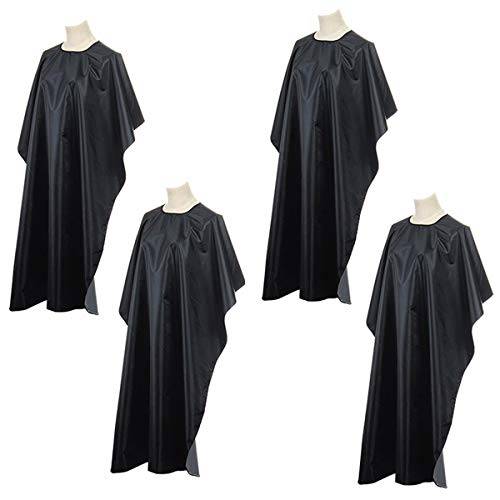 Hair Salon Capes with Snap Closure Waterproof Hairdressing Styling Hair Cutting Coloring Nylon Cape for Barber Hairdressers (4 Pack) Black
