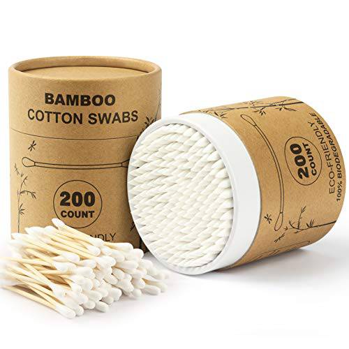 FOVURTE Bamboo Cotton Swabs 400 count, Organic Cotton Buds for Ears, Natural Wooden Cotton Swabs Ears