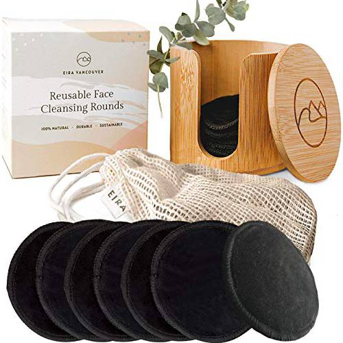 Eira’s Reusable Makeup Remover Pads | With Washable Laundry Bag | Zero Waste Facial Round | Soft Reusable Face Pad | Large Bamboo Cotton Rounds for Toner | Bamboo Holder For Storage of Cleansing Wipes