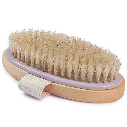 MainBasics Dry Body Brush Exfoliating Body Scrubber - Natural Bristles for Dry Skin, Blood Circulation, Cellulite Treatment, and Lymphatic Drainage