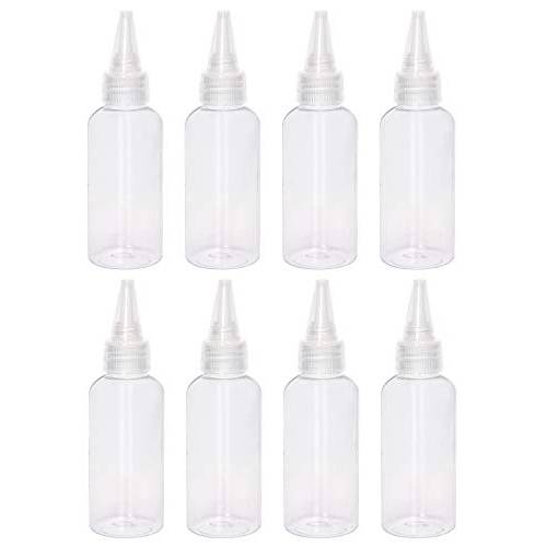 Penta Angel 2oz Plastic Squeeze Bottles 8Pcs Small Clear Empty Squirt Bottle with Leak-Proof Top Caps for Paint Art Lotion Glue Liquids Travel and Crafts