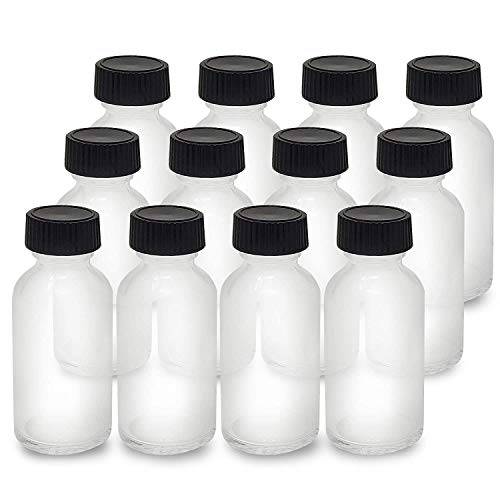Glass Bottles with Caps Lids -With no Leaking Caps -Bottles Use to Store for Essential Oils, Perfumes, Fragrances, Sauces, and Hot Sauces - Size 1 Oz (12 Pack)Onisavings