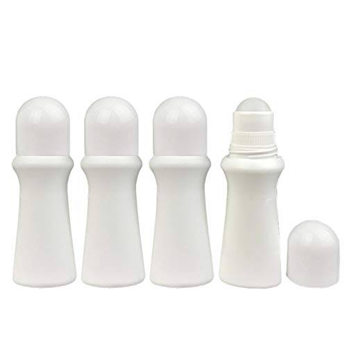 lasenersm 4 Pieces 2.53oz /75ml Empty Refillable Roll On Bottles Roller Bottle Plastic Rollerball Bottles Reusable Leak-Proof DIY Deodorant Containers for Essential Oil Perfumes Balms Thin-Waist Style
