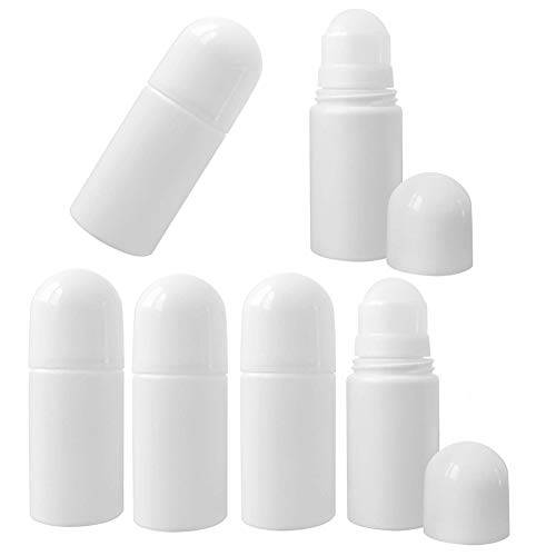 lasenersm 6 Pieces 1.69oz /50ml Empty Refillable Roll On Bottles Plastic Roller Bottle Plastic Rollerball Bottles Reusable Leak-Proof DIY Deodorant Containers for Essential Oil Perfumes Balms