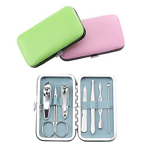 QLL 3 Pack 7Pcs Manicure Set, Stainless Steel Nail Clipper Set with case, Personal Pedicure Kit for Women Men Girls Travel