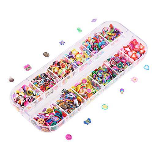 CCINEE Nail Art Slice with Fruit Flower Food Slice Assorted Designs Polymer Clay Nail Decoration Slice for Slime DIY Craft Projects Decoration
