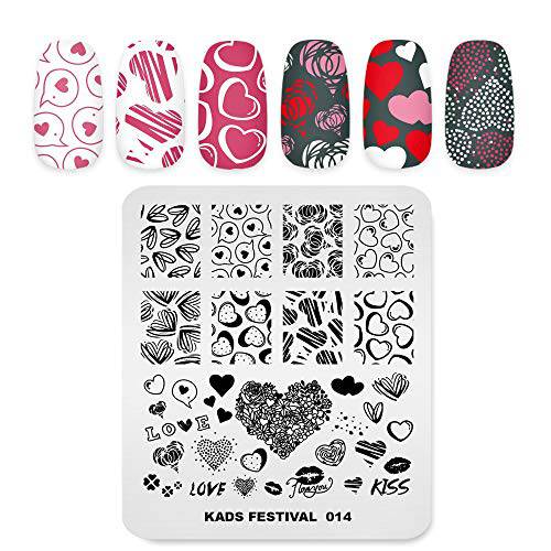 KADS Nail Art Image Stamping Plates Valentine’s Day Love Heart DIY Manicure Template Image Plate for Nail (FE014)