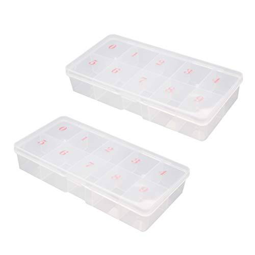 Minkissy 2 pcs False Nail Art Tips Storage Box 10 Grids Plastic Grid Box Storage Organizer with Numbers Earrings Rings Case for Display Collection