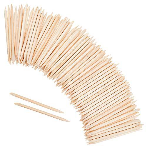 200 Pieces Wood Cuticle Pusher Orange Sticks for Nails Double Sided Wood Cuticle Pusher Remover Manicure Pedicure Tool for Home and Salon, 2.9 Inches
