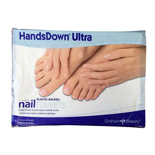 Graham Hands Down Ultra Plastic-Backed Nail Care Towels, 50 Count