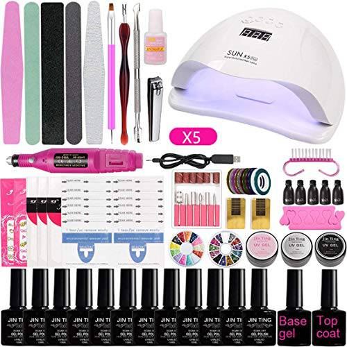 F7F9 Acrylic Gel Nail Polish Kit with UV Light, 12 Colors Polygel Nail Kit with Drill 72W LED Nail Dryer Lamp, Stater Kit for Gel Manicure Beginner Nail Art Lover, Fashion Gift Set for Women