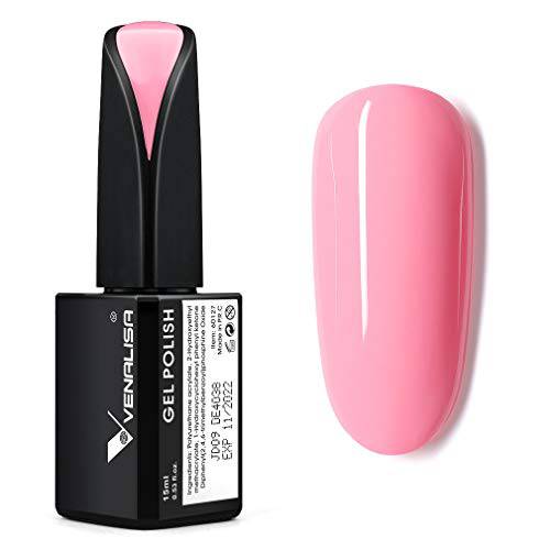 VENALISA 15ml Gel Nail Polish, Light pink Color Soak Off UV LED Nail Gel Polish Nail Art Starter Manicure Salon DIY at Home, 0.53 OZ