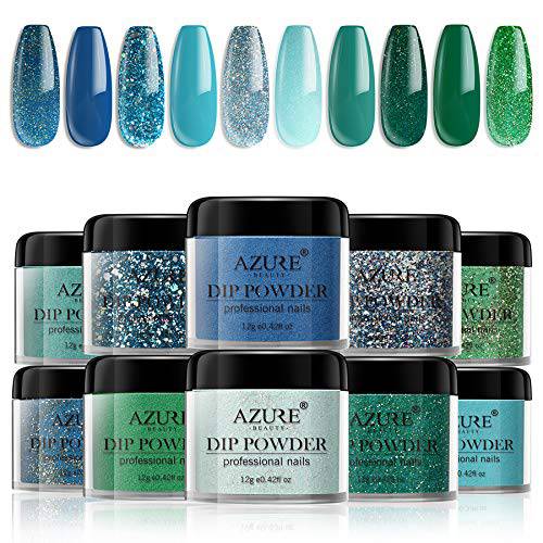 AZUREBEAUTY 29 Pcs Dip Powder Nail Kit Starter, Fall Winter 20 Colors Clear Nude Pink Brown Acrylic Dipping Powder Essential Liquid Set with Top/Base Coat for French Nail Art Manicure DIY Salon Women