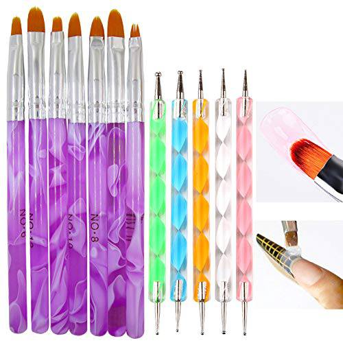 7pc UV Gel Nail Extension Brushes Set Tools Acrylic Nail Tips Builder Painting Drawing Brush Pen Manicure Fingernails Designs Supplies